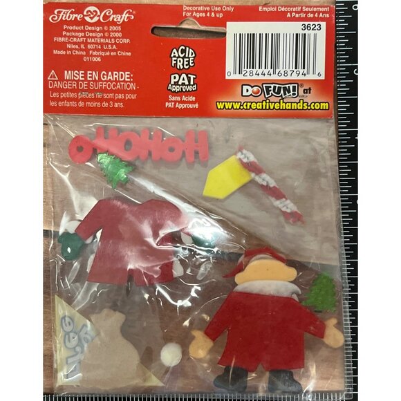 3-D Foam Stickers Ho Ho Ho Santas Workshop Fibre Craft 3623 Creative Hands - Picture 3 of 3